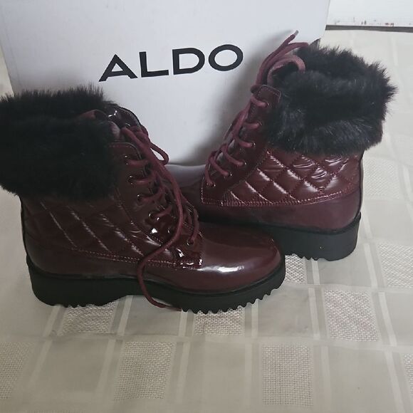 Aldo Women's Burgundy Quilted Boots - Picture 3 of 16